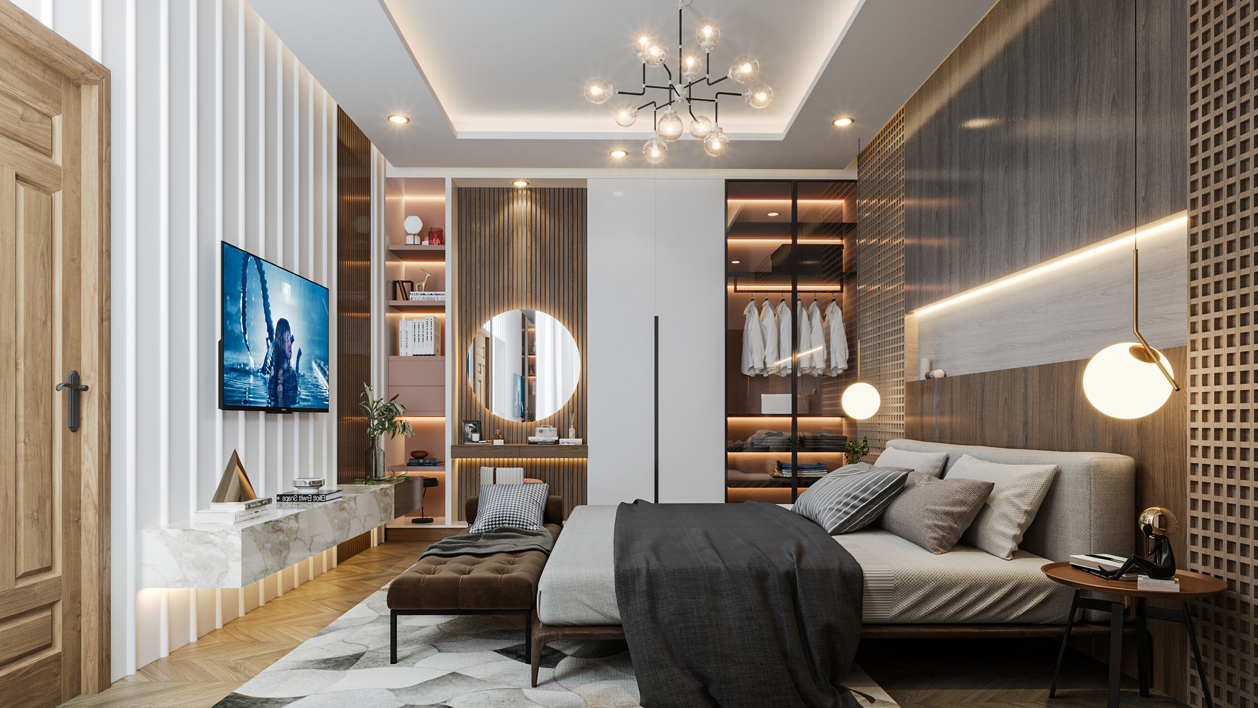 Stunning Bedroom Interior 3D Rendering